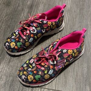 Skechers Colorful Emoji Sneakers with Pink Accents
